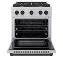 ZLINE Autograph Edition 30 in. 4.2 cu. ft. Paramount Dual Fuel Range with 4 Burner Gas Cooktop and Electric Convection Oven in Satin Stainless Steel with Matte Black Accents, Open Box-Good Condition