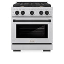 ZLINE Autograph Edition 30 in. 4.2 cu. ft. Paramount Dual Fuel Range with 4 Burner Gas Cooktop and Electric Convection Oven in Satin Stainless Steel with Matte Black Accents, Open Box-Great Condition