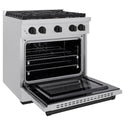 ZLINE Autograph Edition 30 in. 4.2 cu. ft. Paramount Dual Fuel Range with 4 Burner Gas Cooktop and Electric Convection Oven in Satin Stainless Steel with Matte Black Accents, Open Box-Great Condition
