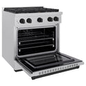 ZLINE Autograph Edition 30 in. 4.2 cu. ft. Paramount Dual Fuel Range with 4 Burner Gas Cooktop and Electric Convection Oven in Satin Stainless Steel with Matte Black Accents, Open Box-Good Condition