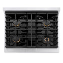 ZLINE Autograph Edition 30 in. 4.2 cu. ft. Paramount Dual Fuel Range with 4 Burner Gas Cooktop and Electric Convection Oven in Satin Stainless Steel with Matte Black Accents, Open Box-Great Condition
