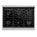 ZLINE Autograph Edition 36 in. 5.2 cu. ft. Paramount Dual Fuel Range with 6 Burner Gas Cooktop and Electric Convection Oven in Satin Stainless Steel with Polished Gold Accents, Open Box-Great Condition