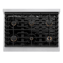 ZLINE Autograph Edition 36 in. 5.2 cu. ft. Paramount Dual Fuel Range with 6 Burner Gas Cooktop and Electric Convection Oven in Satin Stainless Steel with Polished Gold Accents, Open Box-Good Condition