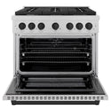 ZLINE Autograph Edition 36 in. 5.2 cu. ft. Paramount Dual Fuel Range with 6 Burner Gas Cooktop and Electric Convection Oven in Satin Stainless Steel with Matte Black Accents, Open Box-Great Condition