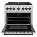 ZLINE Autograph Edition 36 in. 5.2 cu. ft. Paramount Dual Fuel Range with 6 Burner Gas Cooktop and Electric Convection Oven in Satin Stainless Steel with Matte Black Accents, Open Box-Good Condition