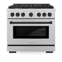 ZLINE Autograph Edition 36 in. 5.2 cu. ft. Paramount Dual Fuel Range with 6 Burner Gas Cooktop and Electric Convection Oven in Satin Stainless Steel with Matte Black Accents, Open Box-Great Condition