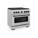 ZLINE Autograph Edition 36 in. 5.2 cu. ft. Paramount Dual Fuel Range with 6 Burner Gas Cooktop and Electric Convection Oven in Satin Stainless Steel with Matte Black Accents, Open Box-Great Condition
