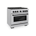 ZLINE Autograph Edition 36 in. 5.2 cu. ft. Paramount Dual Fuel Range with 6 Burner Gas Cooktop and Electric Convection Oven in Satin Stainless Steel with Matte Black Accents, Open Box-Good Condition