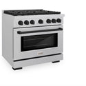 ZLINE Autograph Edition 36 in. 5.2 cu. ft. Paramount Dual Fuel Range with 6 Burner Gas Cooktop and Electric Convection Oven in Satin Stainless Steel with Matte Black Accents, Open Box-Good Condition
