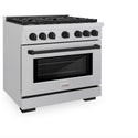 ZLINE Autograph Edition 36 in. 5.2 cu. ft. Paramount Dual Fuel Range with 6 Burner Gas Cooktop and Electric Convection Oven in Satin Stainless Steel with Matte Black Accents, Open Box-Great Condition