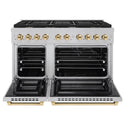 ZLINE Autograph Edition 48 in. 6.7 cu. ft. Paramount Double Oven Dual Fuel Range with 8 Burner Gas Cooktop in Satin Stainless Steel and Polished Gold Accents, Open Box-Great Condition