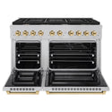 ZLINE Autograph Edition 48 in. 6.7 cu. ft. Paramount Double Oven Dual Fuel Range with 8 Burner Gas Cooktop in Satin Stainless Steel and Polished Gold Accents, Open Box-Good Condition
