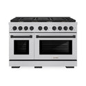 ZLINE Autograph Edition 48 in. 6.7 cu. ft. Paramount Double Oven Dual Fuel Range with 8 Burner Gas Cooktop in Satin Stainless Steel and Matte Black Accents, Open Box-Good Condition