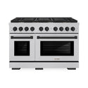 ZLINE Autograph Edition 48 in. 6.7 cu. ft. Paramount Double Oven Dual Fuel Range with 8 Burner Gas Cooktop in Satin Stainless Steel and Matte Black Accents, Open Box-Great Condition