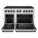 ZLINE Autograph Edition 48 in. 6.7 cu. ft. Paramount Double Oven Dual Fuel Range with 8 Burner Gas Cooktop in Satin Stainless Steel and Matte Black Accents, Open Box-Great Condition