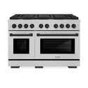 ZLINE Autograph Edition 48 in. 6.7 cu. ft. Paramount Double Oven Dual Fuel Range with 8 Burner Gas Cooktop in Satin Stainless Steel and Matte Black Accents, Open Box-Great Condition