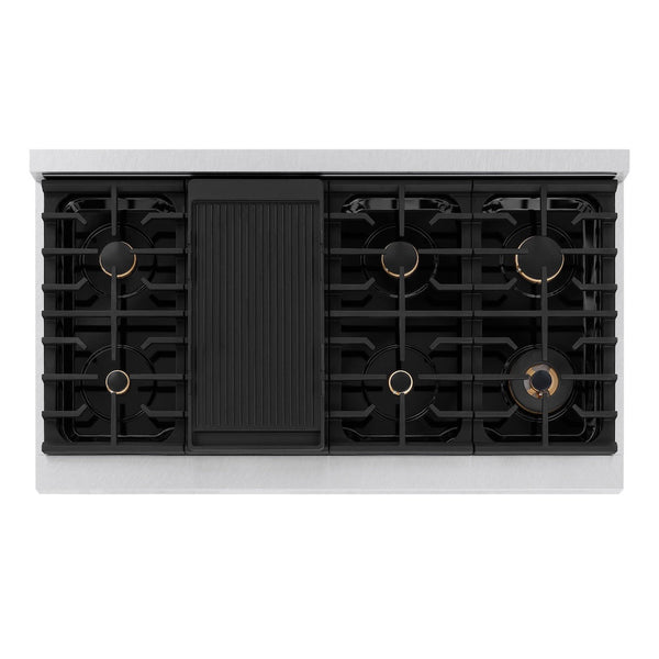 ZLINE Autograph Edition 48 in. 6.7 cu. ft. Paramount Double Oven Dual Fuel Range with 8 Burner Gas Cooktop in Satin Stainless Steel and Matte Black Accents, Open Box-Good Condition