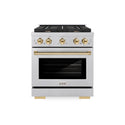 ZLINE Autograph Edition 30 in. 4.2 cu. ft. Paramount Gas Range with 4 Burner Cooktop and Convection Gas Oven in Satin Stainless Steel and Polished Gold Accents, Open Box-Great Condition