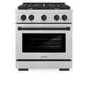 ZLINE Autograph Edition 30 in. 4.2 cu. ft. Paramount Gas Range with 4 Burner Cooktop and Convection Gas Oven in Satin Stainless Steel and Matte Black Accents, Open Box-Great Condition