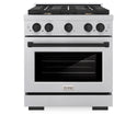 ZLINE Autograph Edition 30 in. 4.2 cu. ft. Paramount Gas Range with 4 Burner Cooktop and Convection Gas Oven in Satin Stainless Steel and Matte Black Accents, Open Box-Good Condition