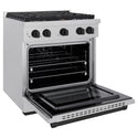ZLINE Autograph Edition 30 in. 4.2 cu. ft. Paramount Gas Range with 4 Burner Cooktop and Convection Gas Oven in Satin Stainless Steel and Matte Black Accents, Open Box-Great Condition