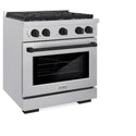 ZLINE Autograph Edition 30 in. 4.2 cu. ft. Paramount Gas Range with 4 Burner Cooktop and Convection Gas Oven in Satin Stainless Steel and Matte Black Accents, Open Box-Good Condition