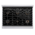ZLINE Autograph Edition 36 in. 5.2 cu. ft. Paramount Gas Range with 6 Burner Cooktop and Convection Gas Oven in Satin Stainless Steel and Champagne Bronze Accents, Open Box-Good Condition