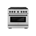 ZLINE Autograph Edition 36 in. 5.2 cu. ft. Paramount Gas Range with 6 Burner Cooktop and Convection Gas Oven in Satin Stainless Steel and Matte Black Accents, Open Box-Great Condition