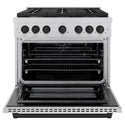ZLINE Autograph Edition 36 in. 5.2 cu. ft. Paramount Gas Range with 6 Burner Cooktop and Convection Gas Oven in Satin Stainless Steel and Matte Black Accents, Open Box-Good Condition
