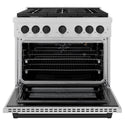 ZLINE Autograph Edition 36 in. 5.2 cu. ft. Paramount Gas Range with 6 Burner Cooktop and Convection Gas Oven in Satin Stainless Steel and Matte Black Accents, Open Box-Great Condition