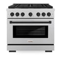 ZLINE Autograph Edition 36 in. 5.2 cu. ft. Paramount Gas Range with 6 Burner Cooktop and Convection Gas Oven in Satin Stainless Steel and Matte Black Accents, Open Box-Great Condition