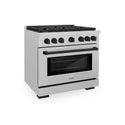 ZLINE Autograph Edition 36 in. 5.2 cu. ft. Paramount Gas Range with 6 Burner Cooktop and Convection Gas Oven in Satin Stainless Steel and Matte Black Accents, Open Box-Great Condition