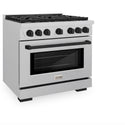 ZLINE Autograph Edition 36 in. 5.2 cu. ft. Paramount Gas Range with 6 Burner Cooktop and Convection Gas Oven in Satin Stainless Steel and Matte Black Accents (SGRSZ-36-MB)