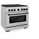 ZLINE Autograph Edition 36 in. 5.2 cu. ft. Paramount Gas Range with 6 Burner Cooktop and Convection Gas Oven in Satin Stainless Steel and Matte Black Accents, Open Box-Great Condition
