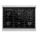 ZLINE Autograph Edition 36 in. 5.2 cu. ft. Paramount Gas Range with 6 Burner Cooktop and Convection Gas Oven in Satin Stainless Steel and Matte Black Accents, Open Box-Great Condition