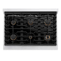 ZLINE Autograph Edition 36 in. 5.2 cu. ft. Paramount Gas Range with 6 Burner Cooktop and Convection Gas Oven in Satin Stainless Steel and Matte Black Accents, Open Box-Great Condition