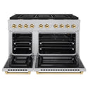 ZLINE Autograph Edition 48 in. 6.7 cu. ft. Paramount Double Oven Gas Range with 8 Burner Cooktop in Satin Stainless Steel and Polished Gold Accents, Open Box-Good Condition