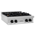 ZLINE Autograph Edition 30 in. Legacy Gas Rangetop with 4 Burners and Porcelain Cooktop in Satin Stainless Steel with Matte Black Accents, Open Box-Good Condition
