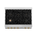 ZLINE Autograph Edition 36 in. Legacy Gas Rangetop with 6 Burners and Porcelain Cooktop in Satin Stainless Steel with Champagne Bronze Accents, Open Box-Great Condition