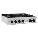 ZLINE Autograph Edition 36 in. Legacy Gas Rangetop with 6 Burners and Porcelain Cooktop in Satin Stainless Steel with Matte Black Accents, Open Box-Good Condition