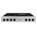 ZLINE Autograph Edition 48 in. Legacy Gas Rangetop with 7 Burners and Porcelain Cooktop in Satin Stainless Steel with Matte Black Accents (RTSZ-48-MB)
