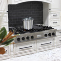 ZLINE Autograph Edition 48 in. Legacy Gas Rangetop with 7 Burners and Porcelain Cooktop in Satin Stainless Steel with Matte Black Accents, Open Box-Good Condition