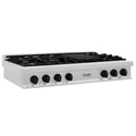 ZLINE Autograph Edition 48 in. Legacy Gas Rangetop with 7 Burners and Porcelain Cooktop in Satin Stainless Steel with Matte Black Accents (RTSZ-48-MB)