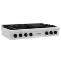 ZLINE Autograph Edition 48 in. Legacy Gas Rangetop with 7 Burners and Porcelain Cooktop in Satin Stainless Steel with Matte Black Accents (RTSZ-48-MB)
