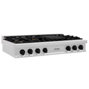 ZLINE Autograph Edition 48 in. Legacy Gas Rangetop with 7 Burners and Porcelain Cooktop in Satin Stainless Steel with Matte Black Accents, Open Box-Good Condition