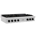 ZLINE Autograph Edition 48 in. Legacy Gas Rangetop with 7 Burners and Porcelain Cooktop in Satin Stainless Steel with Matte Black Accents, Open Box-Great Condition