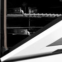 ZLINE Autograph Edition 24 in. 2.8 cu. ft. Legacy Dual Fuel Range with 4 Burner Gas Cooktop and Electric Convection Oven in Satin Stainless Steel with White Matte Door and Matte Black Accents, Open Box-Great Condition