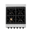 ZLINE Autograph Edition 24 in. 2.8 cu. ft. Legacy Dual Fuel Range with 4 Burner Gas Cooktop and Electric Convection Oven in Satin Stainless Steel with White Matte Door and Matte Black Accents (RASZ-WM-24-MB)