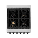 ZLINE Autograph Edition 24 in. 2.8 cu. ft. Legacy Dual Fuel Range with 4 Burner Gas Cooktop and Electric Convection Oven in Satin Stainless Steel with White Matte Door and Matte Black Accents, Open Box-Great Condition
