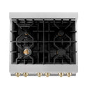 ZLINE Autograph Edition 30 in. 4.0 cu. ft. Legacy Dual Fuel Range with 4 Burner Gas Cooktop and Electric Convection Oven in Satin Stainless Steel with White Matte Door and Polished Gold Accents, Open Box-Great Condition